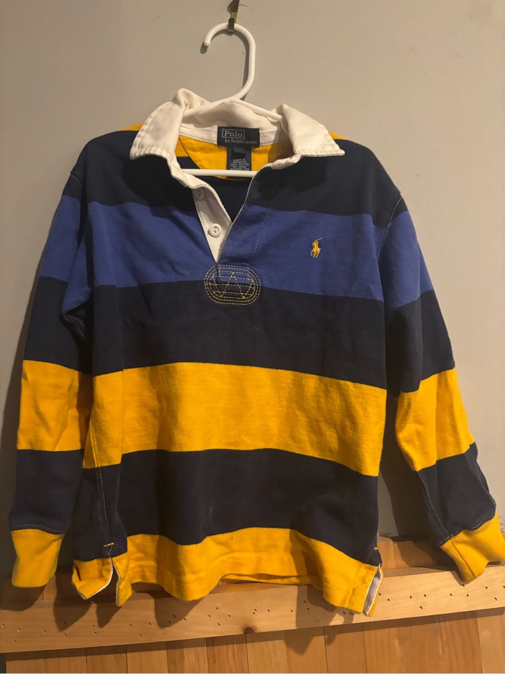 Polo by Ralph Lauren Navy, Blue & Yellow Striped Rugby Shirt